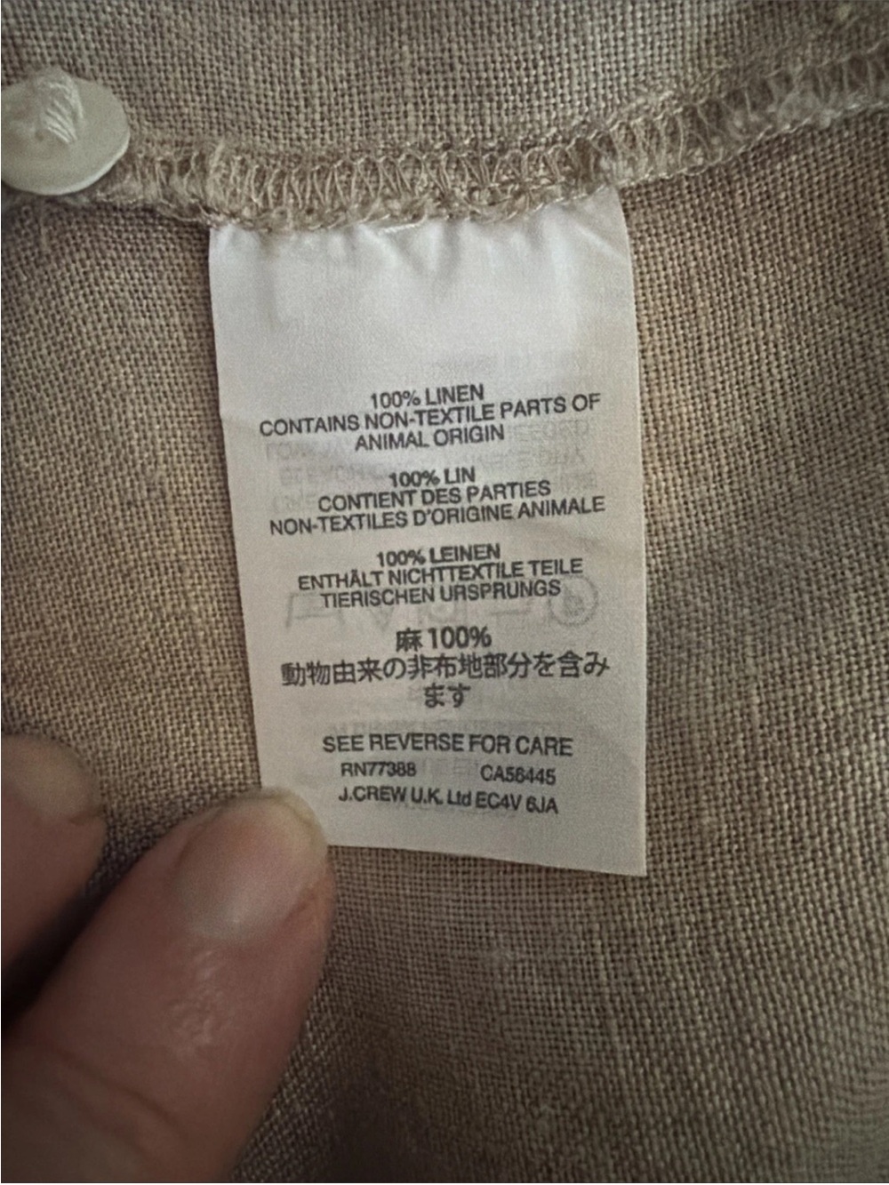 J.Crew Baird McNutt Irish Linen Long Sleeve Popover Top In Oatmeal Sz 8 Neutral - Picture 6 of 11